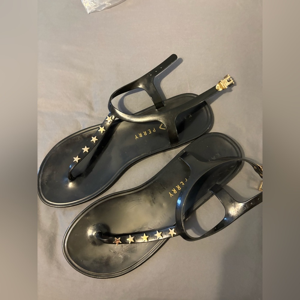 Katy Perry Collections Black Sandals with Gold Stars - Picture 2 of 3